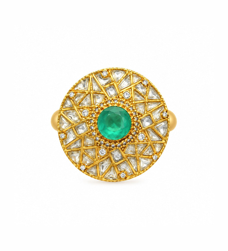 Panna Jaal Kundan Statement Ring