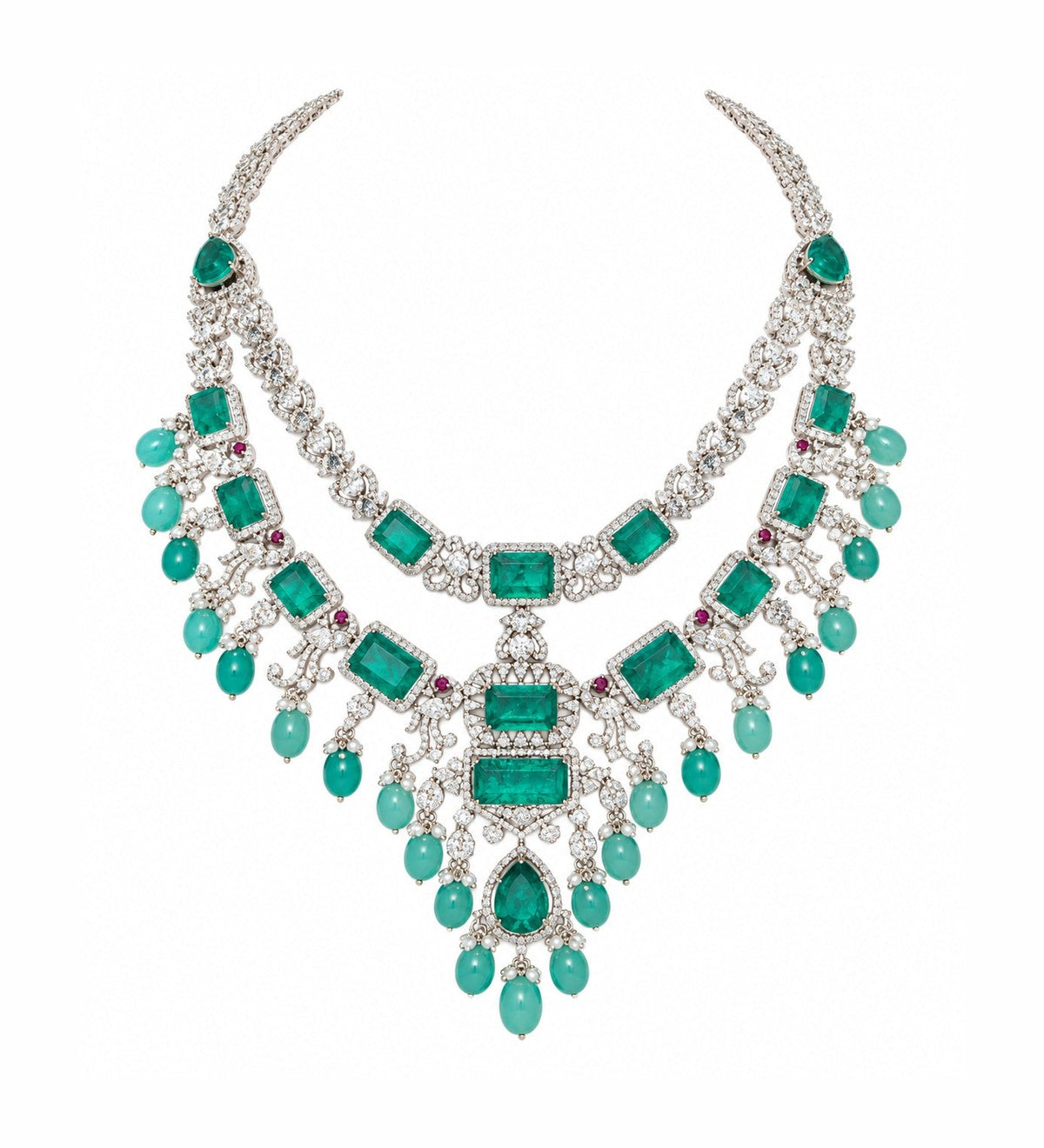 Emerald Green Layered Necklace Set