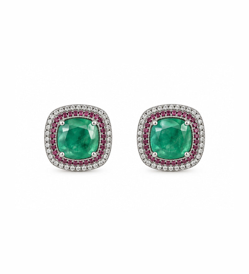 Emerald Green Statement Stud Earrings