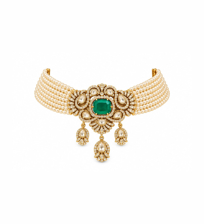 Emerald Pearl Choker Set