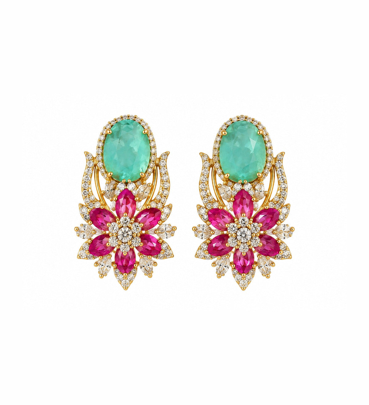 Green & Pink Floral Choker Set