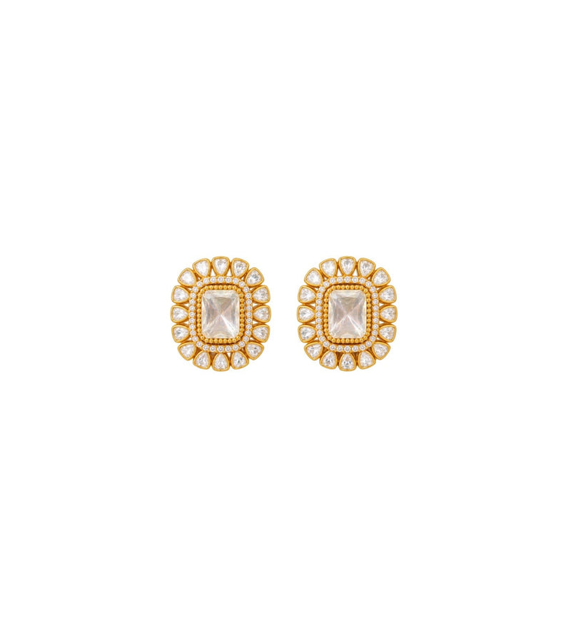 Kundan Inspired Square Stud Earrings
