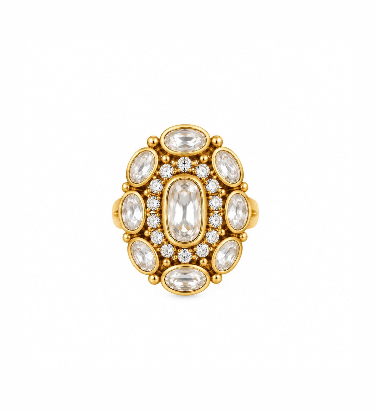 Kundan Oval Halo Statement Ring