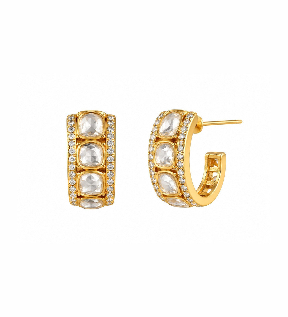 Kundan Rectangular Hoop Earrings