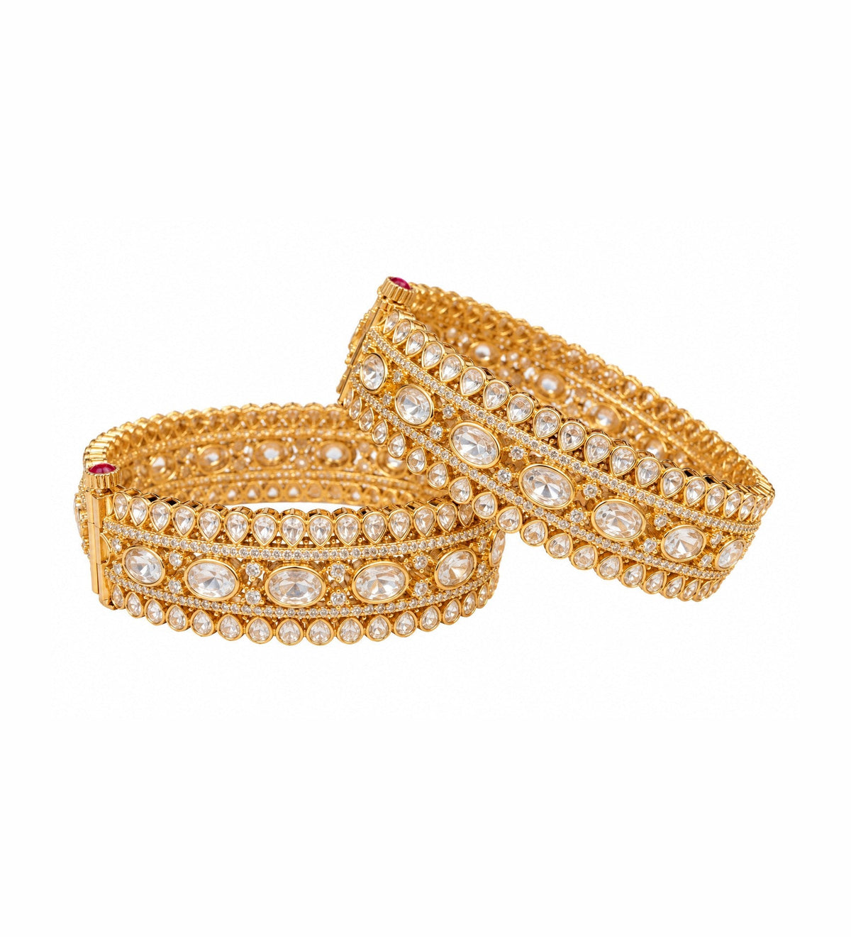 Kundan-Style Gold Stone Kada Set