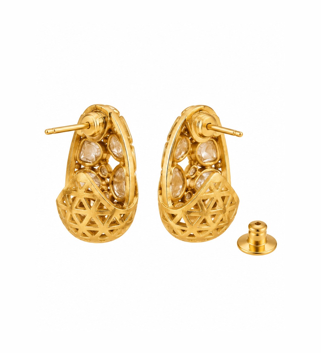 Kundan Teardrop Cluster Stud Earrings