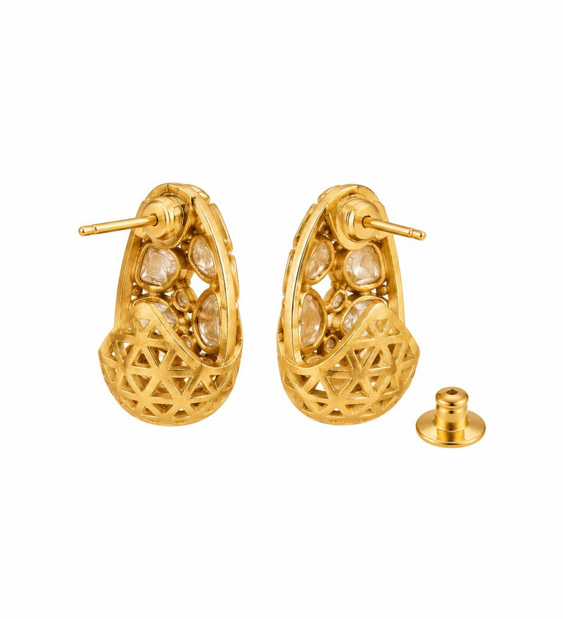Kundan Teardrop Cluster Stud Earrings