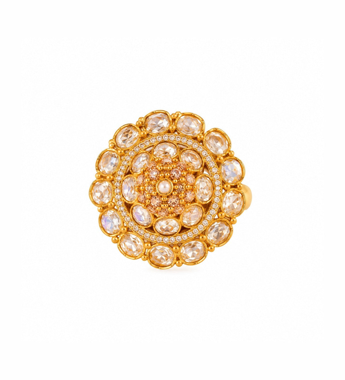 Meenakari-Inspired Kundan Round Statement Ring