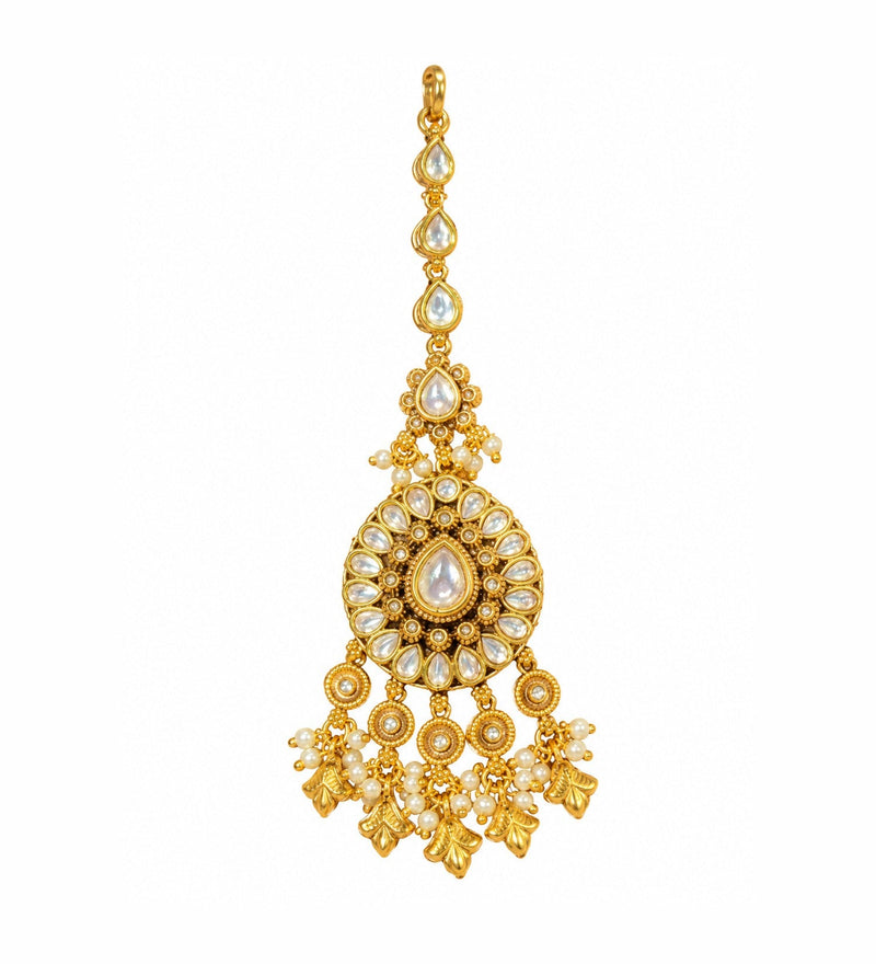 Meenakari Teardrop Kundan Maang Tikka