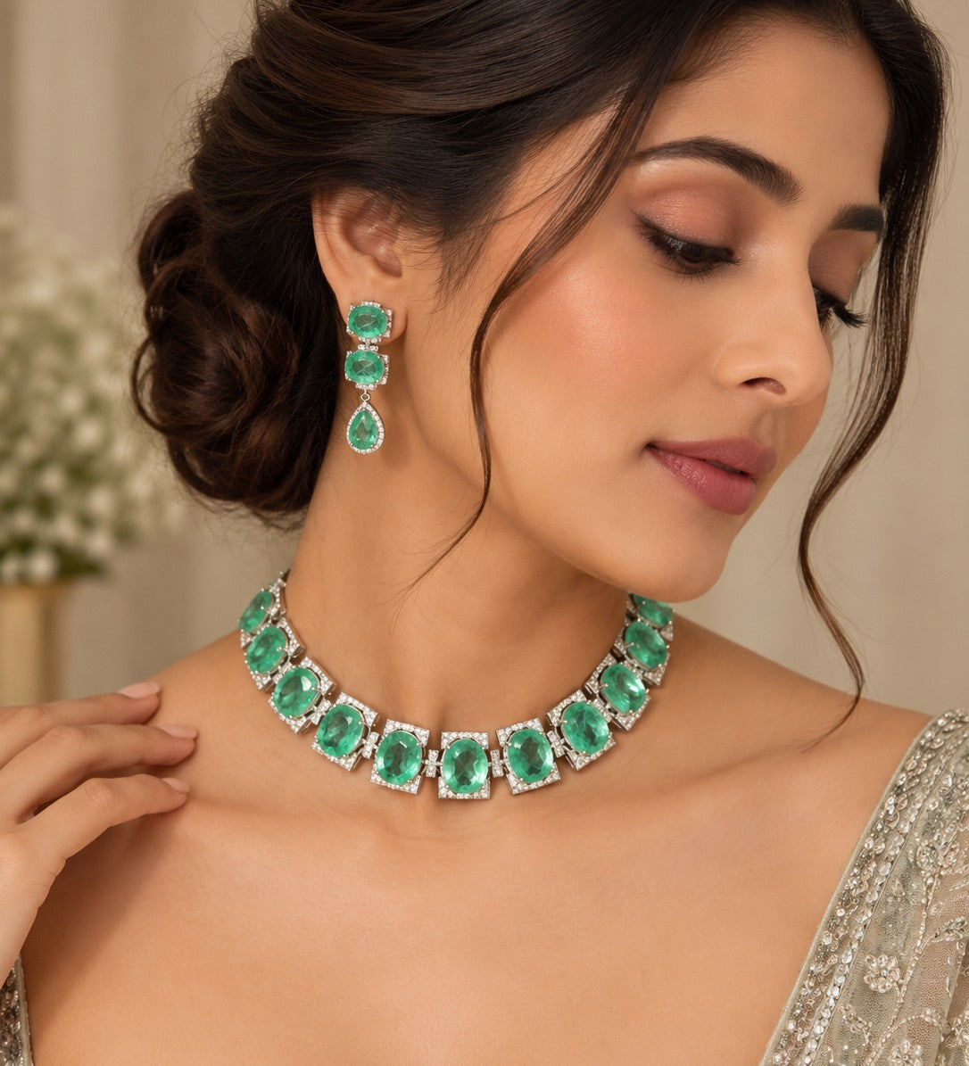 Panna Noor Emerald Choker Set