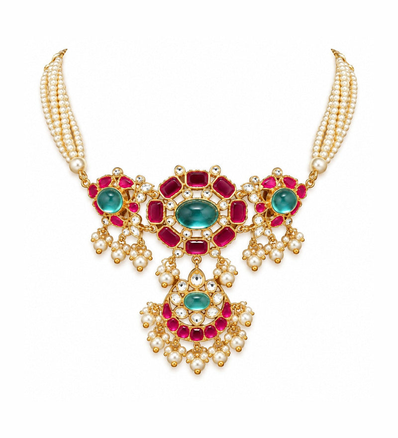 Rajwadi Meenakari Necklace Set