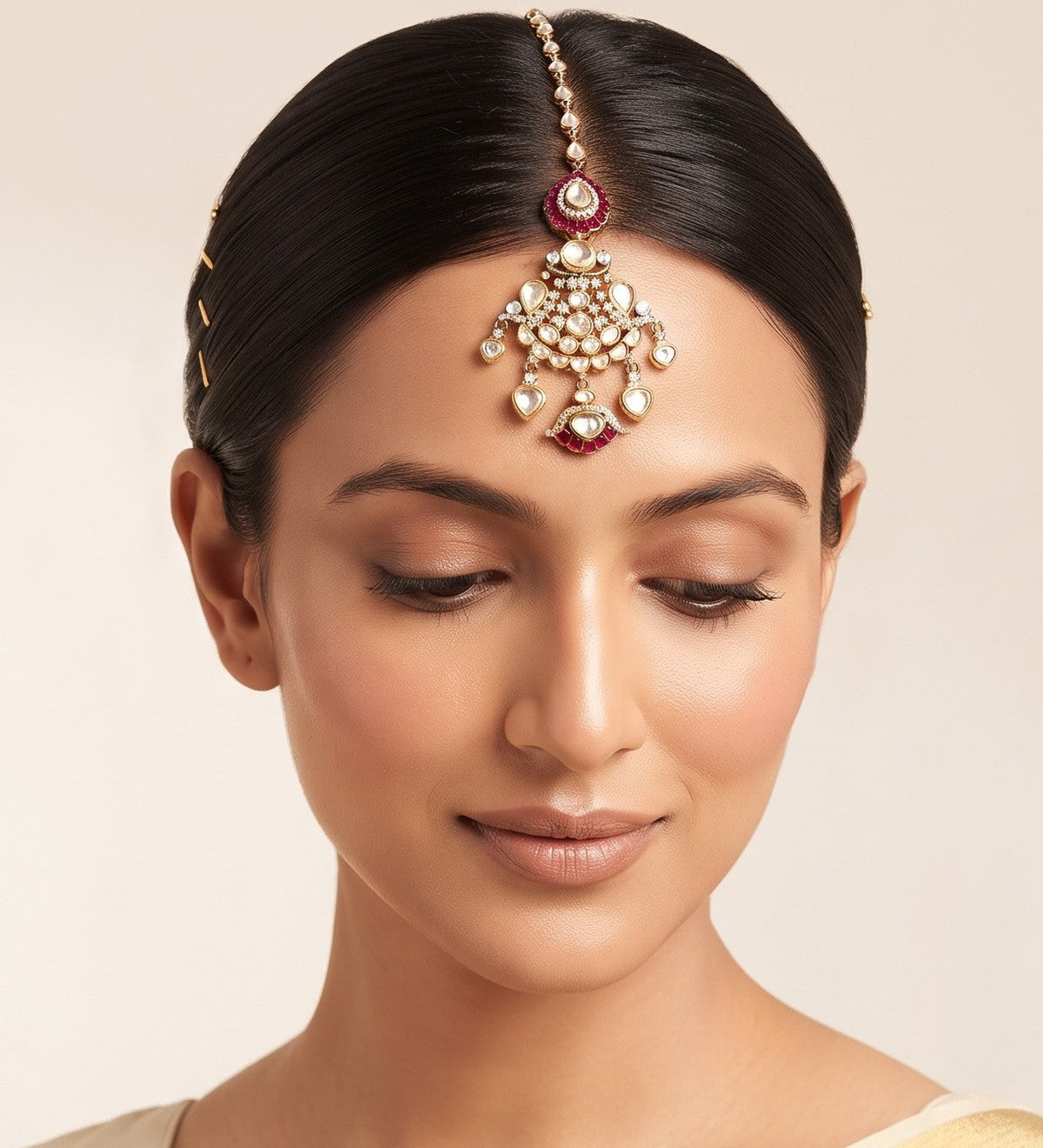 Rani Ruby Kundan Set with Maang Tikka