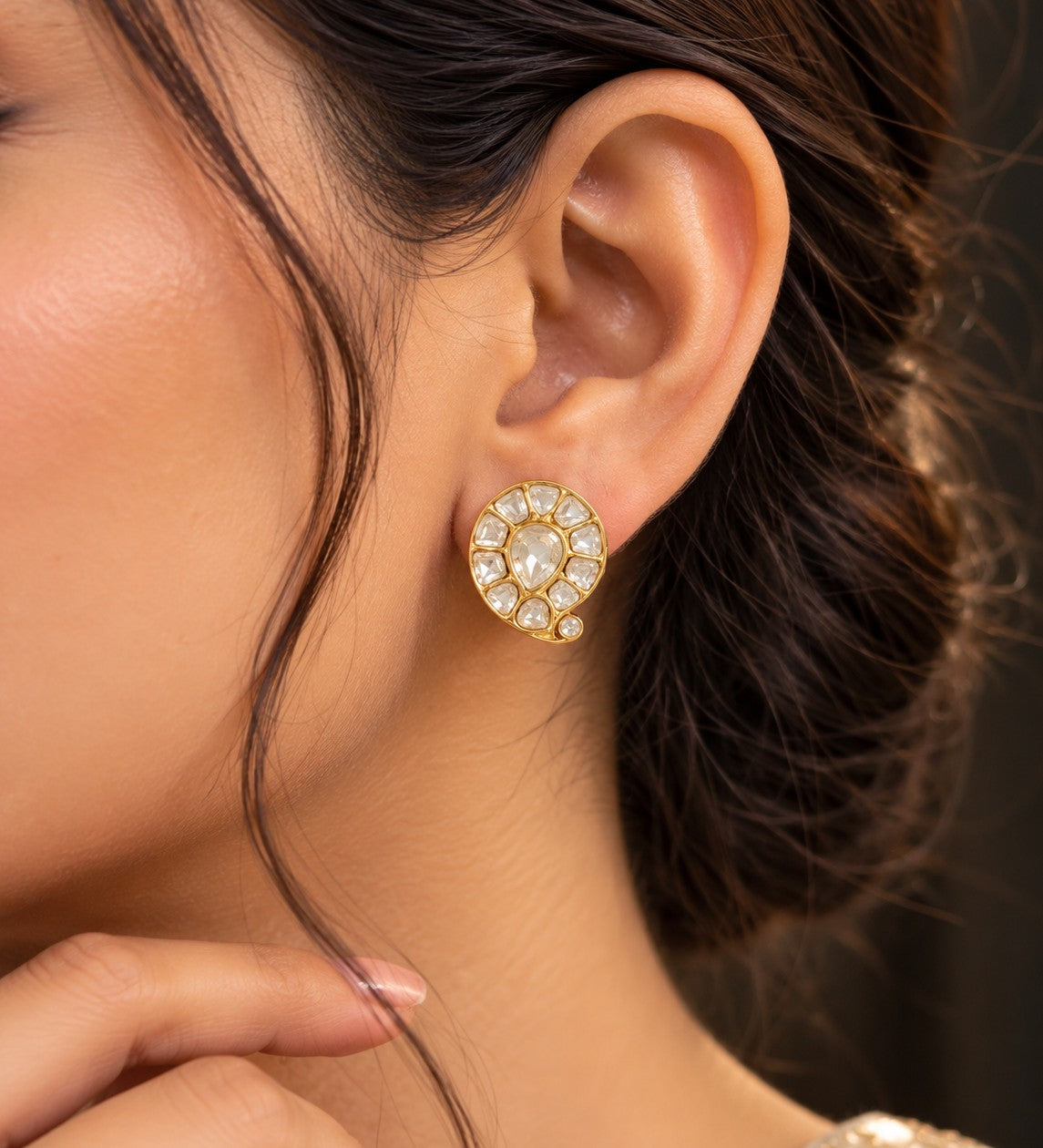 Teardrop Halo Stud Earrings
